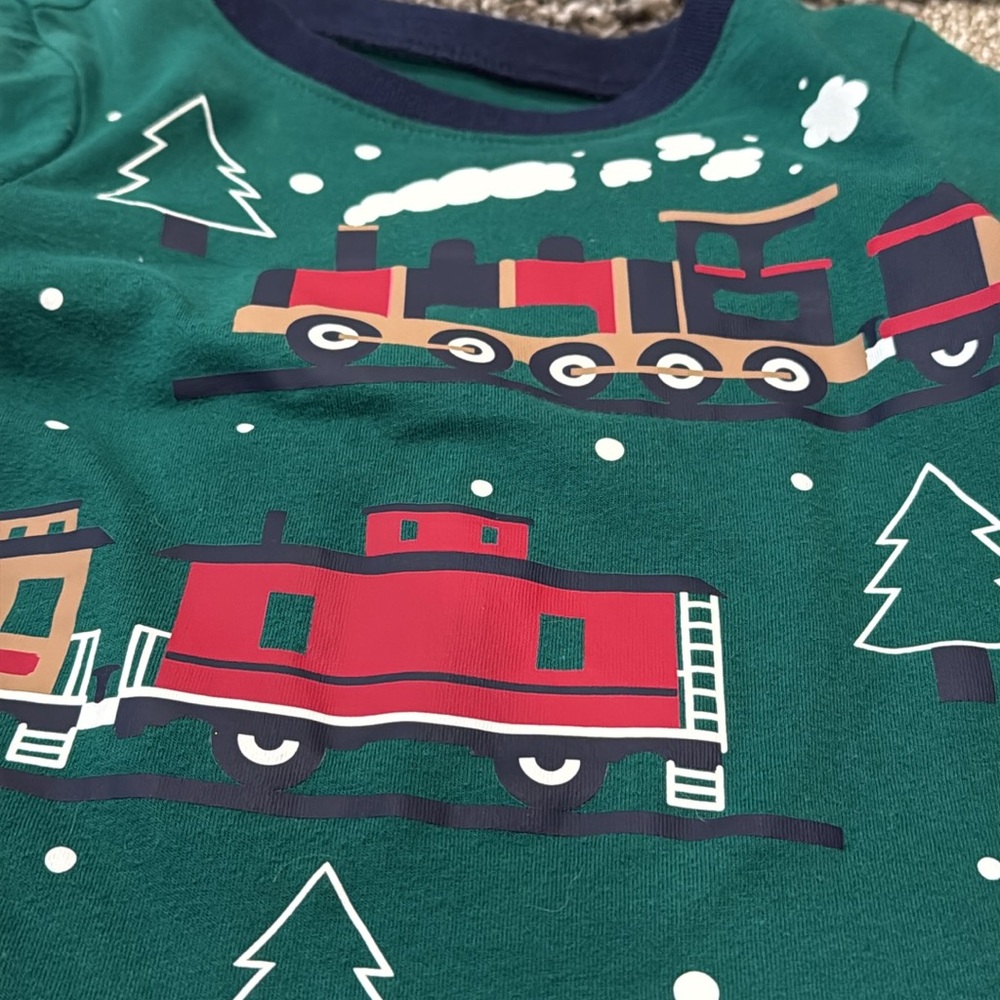 The Childrens Place Baby Boy Winter Train Jeep Green Joggers Shirt Outfit Set - Picture 12 of 16